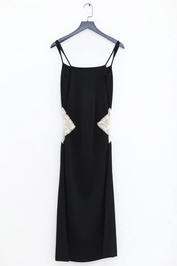 SWAYING/KNIT waist crochet suspender dress SW24SS2L09 black